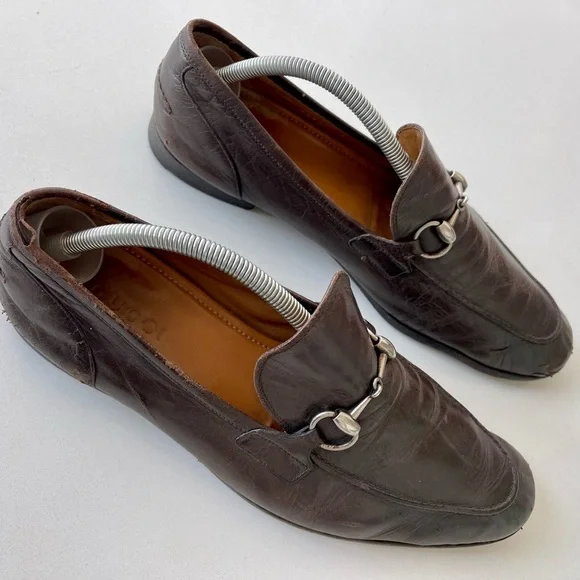 Gucci | Shoes | Gucci Brown Leather Horsebit Loafer Size 9  display picture 2